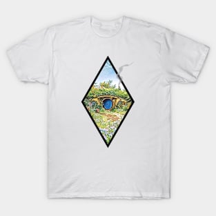 Cozy Home on a Hill with Smoke Coming Out of a Chimney - White - Fantasy T-Shirt